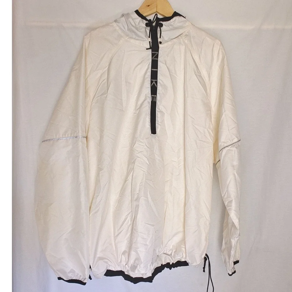 Nike Vintage‎ 98 Windbreaker Jacket Anorak XXL White Cream Half Zip Ripstop